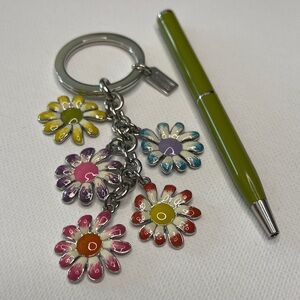 Colorful Coach Flower Keychain and Green Coach Pen Set